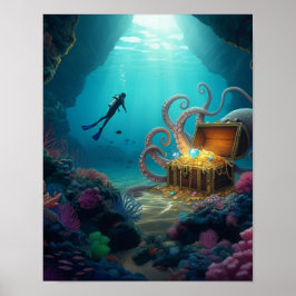Poster Criatura marinha guarda tesouro
