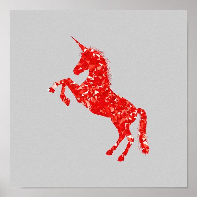 Póster Criatura mística Red Unicorn (Frente)