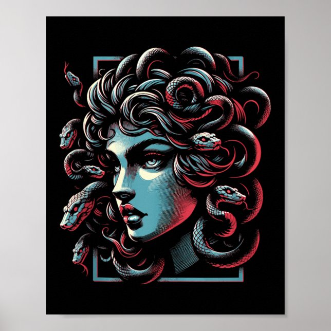 Poster Criatura mítica Medusa mitologia grega Gorgons T (Frente)