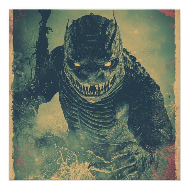 Póster Criatura Vintage da Lagoa Negra (Frente)