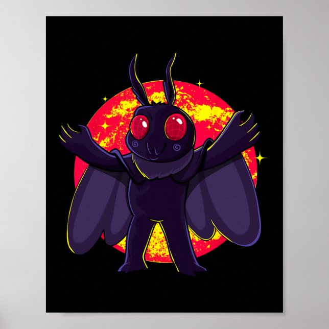 Poster Criaturas Criptidas Cute de Mothman Ponto Agradáve (Frente)