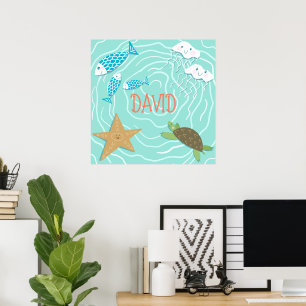 Poster Criaturas do Mar Cento Arte de Muro Personalizada