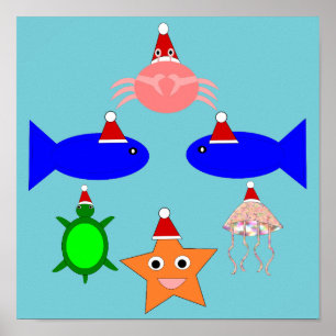 Poster Criaturas do Mar de Natal