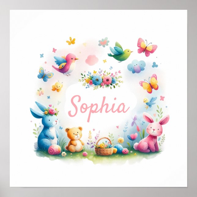 Poster Criaturas e Florais Whimsical (Frente)