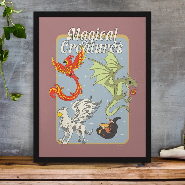Poster Criaturas Mágicas Gráficos Vintage (Poster in frame)