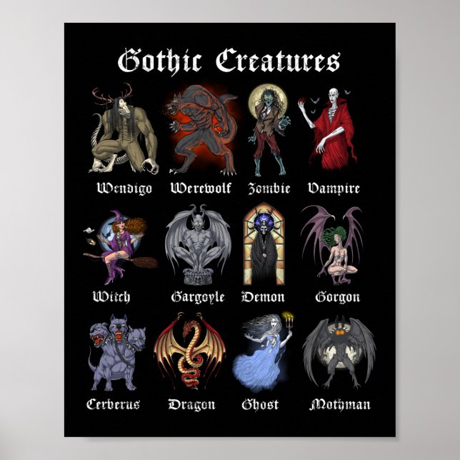 Poster Criaturas Míticas Góticas (Frente)