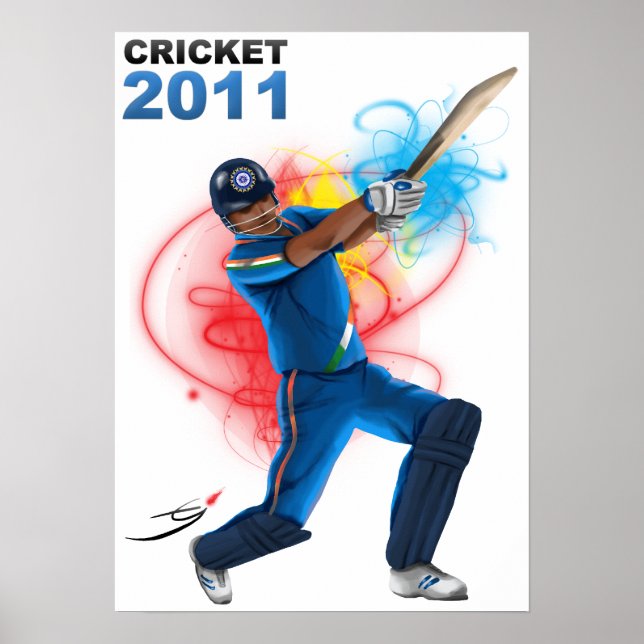 Poster Cricket 2011 - Support India (Apoio à Índia) (Frente)