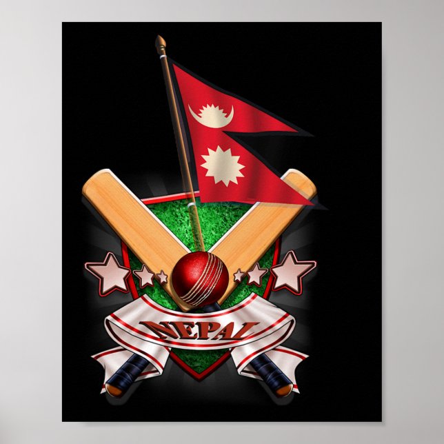 Poster Cricket Bandeira Do Nepal Nova  (Frente)