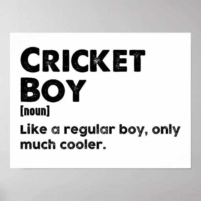 Poster Cricket Boy Engraçado Definição de Dicionário (Frente)