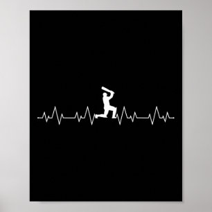 Poster Cricket Coração Para Jogador Treinador Árbitro Fã