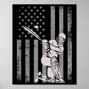 Poster Cricket EUA Bandeira Americana Amante do Críquete