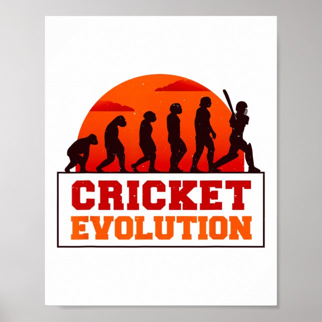Poster Cricket Evolutionn Funny Sport Fan Cricketer Novel (Frente)
