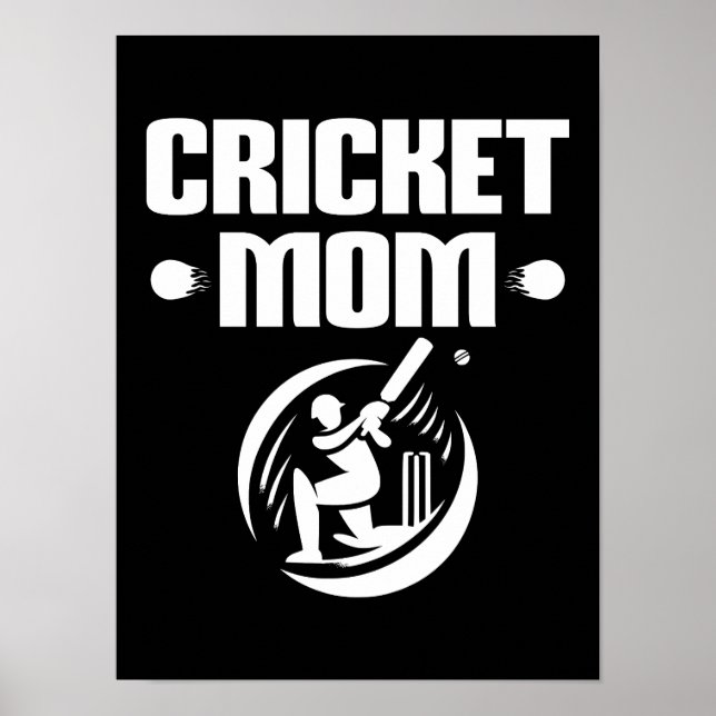 Poster Cricket Mãe Cricketer Filho Socorro Mãe (Frente)