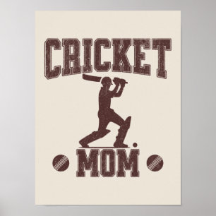 Poster Cricket Mãe Entusiasta do Esporte Mãe Mãe