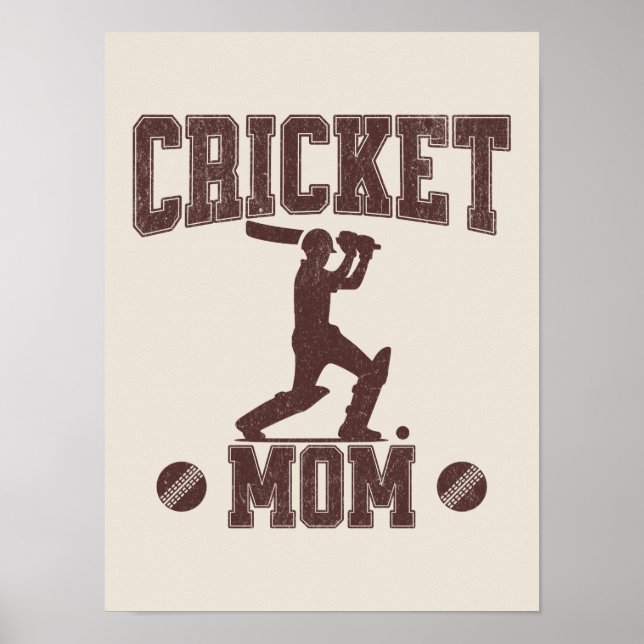 Poster Cricket Mãe Entusiasta do Esporte Mãe Mãe (Frente)