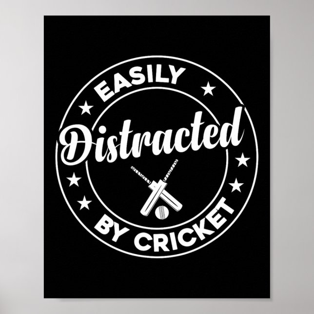 Poster Cricket Player Cricketing - Easily Distracted By C (Frente)