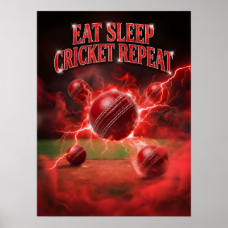 Poster Cricket Relâmpago Vermelho Repetição