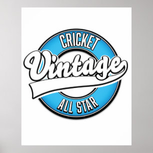 Poster Cricket Vintage - logotipo de todas as estrelas