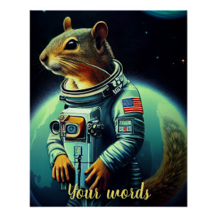 Póster Crie seu esquilo no astronauta espacial