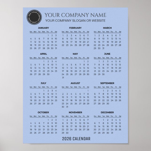Poster Crie seu próprio calendário empresarial 2026 |  (Frente)