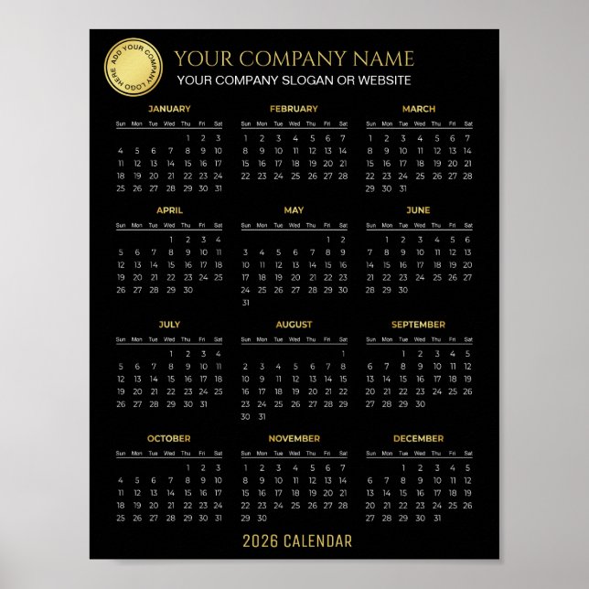 Poster Crie Seu Próprio Calendário Empresarial 2026 |  (Frente)
