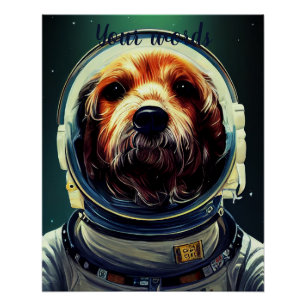 Póster Crie seu próprio cão no astronauta espacial