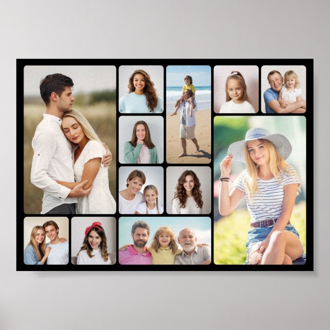Poster Crie Seu Próprio Colagem de Fotos 12 Cantos Arredo (Frente)