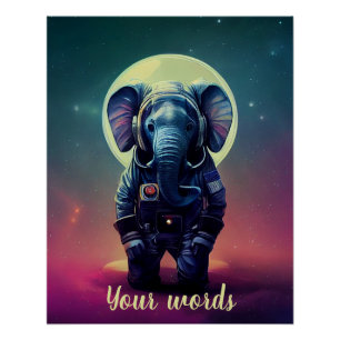 Póster Crie seu próprio elefante no astronauta espacial