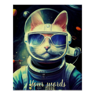 Póster Crie seu próprio gato no astronauta espacial