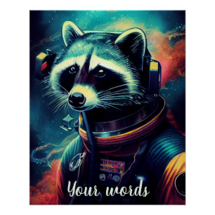 Póster Crie seu próprio guaxinim no astronauta espacial
