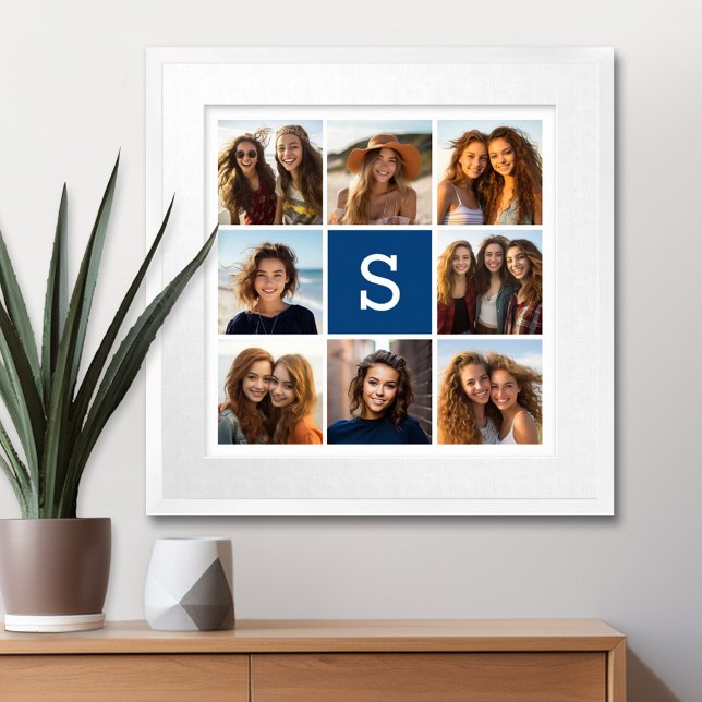 Poster Crie seu próprio Monograma Personalizado de Colage (Personalized Wall Art with a Photo Collage and Monogram)