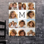 Poster Crie seu próprio Monograma Personalizado de Colage<br><div class="desc">Preto e Branco - Use 11 fotos quadradas para criar um presente exclusivo e pessoal. Se precisar ajustar as fotos,  clique na ferramenta personalizar para fazer alterações.</div>