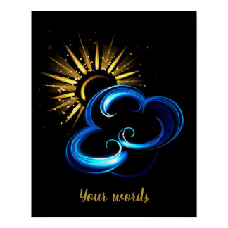 Póster Crie seu próprio Ouro Sol e Nuvem Azul