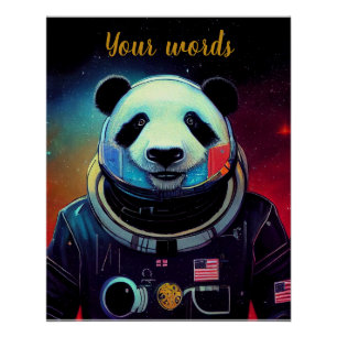 Póster Crie seu próprio Panda no Astronauta Espacial