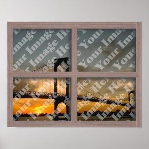 Póster Crie seu próprio quadro de janela de madeira branq