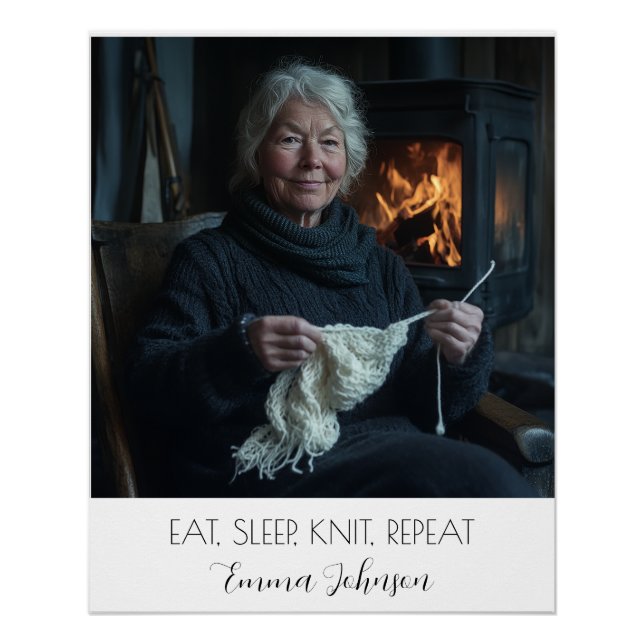 Póster Crie seu próprio texto fotográfico e nome branco (Frente)