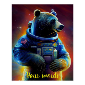 Póster Crie seu próprio Urso no Astronauta Espacial