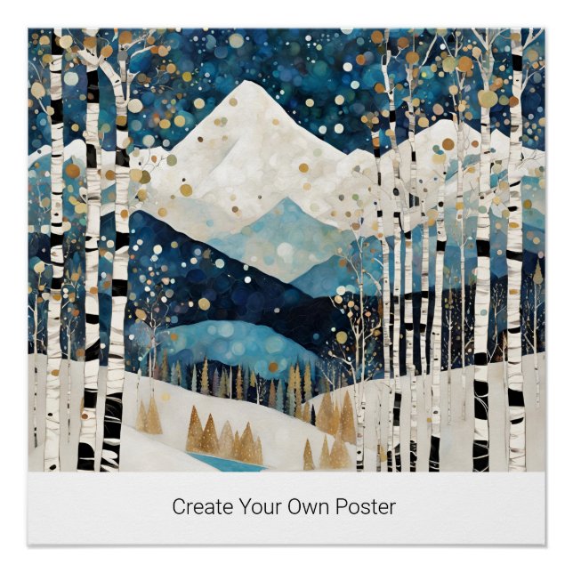 Póster Crie Sua Escritura De Citação De Montanha (Frente)