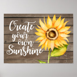Poster Crie Sua Própria Citação Floral Sunshine