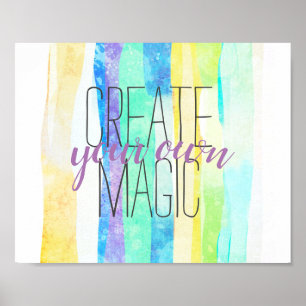 Poster crie sua própria citação mágica em listras de aqua