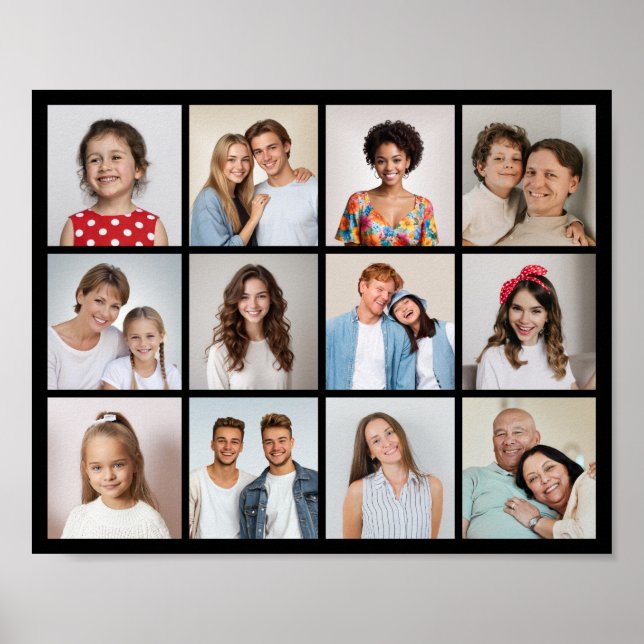 Poster Crie Sua Própria Colagem de 12 Fotos  (Frente)