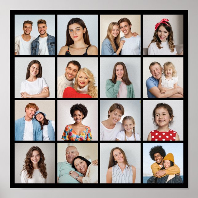 Poster Crie Sua Própria Colagem de 16 Fotos (Frente)