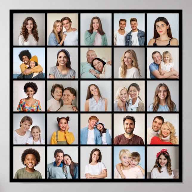 Poster Crie Sua Própria Colagem de 25 Fotos (Frente)