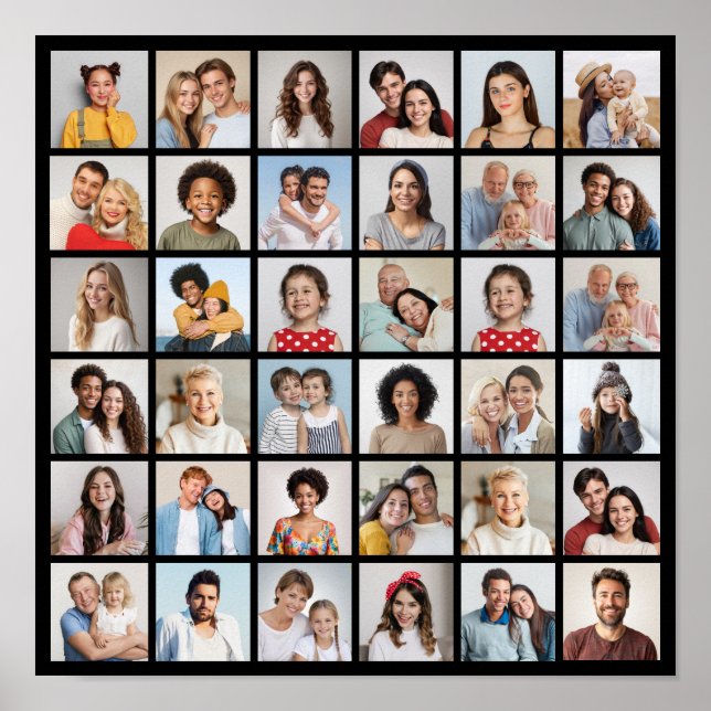 Poster Crie Sua Própria Colagem de 36 Fotos (Frente)