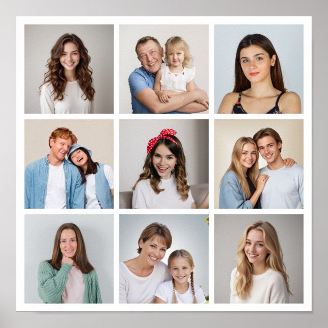 Poster Crie Sua Própria Colagem de 9 Fotos (Frente)