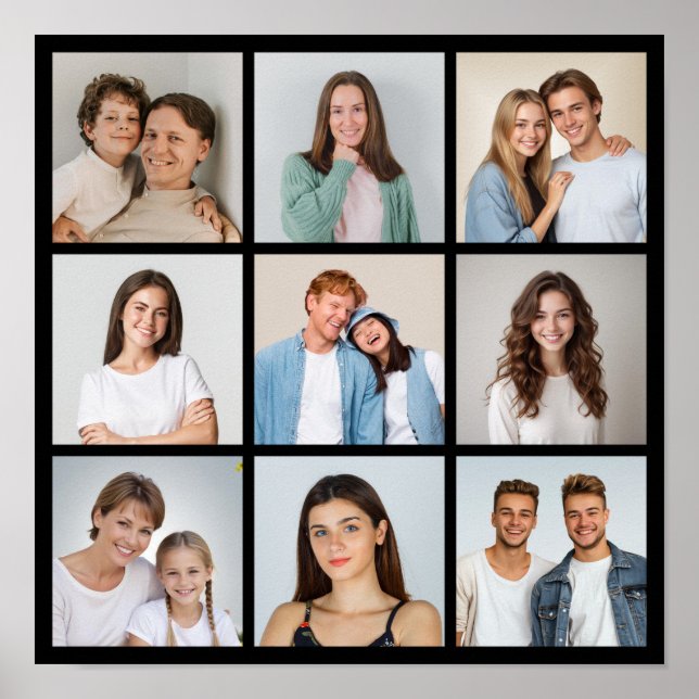 Poster Crie Sua Própria Colagem de 9 Fotos (Frente)
