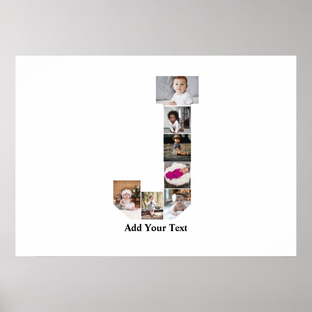 Poster Crie Sua Própria Colagem de Fotos com a Letra J (Frente)