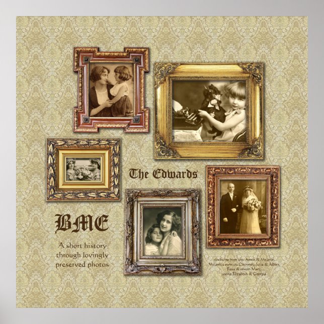 Poster Crie sua própria colagem de quadros antigos Dourad (Frente)