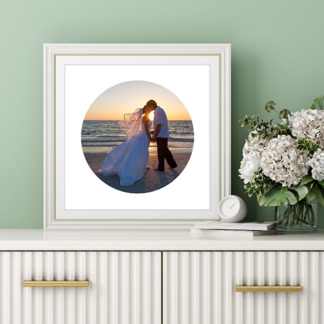 Poster Crie Sua Própria Foto de Casamento em Forma de Cír (Create Your Own Circle Shape Wedding Photo Poster)