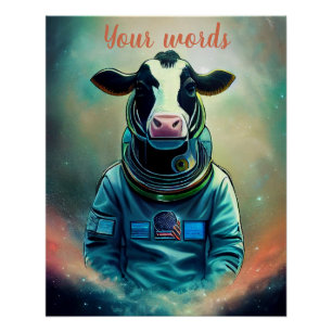 Póster Crie sua própria vaca no astronauta espacial